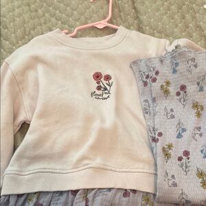 Floral Embroidered Sweatshirt and Floral Pants Set